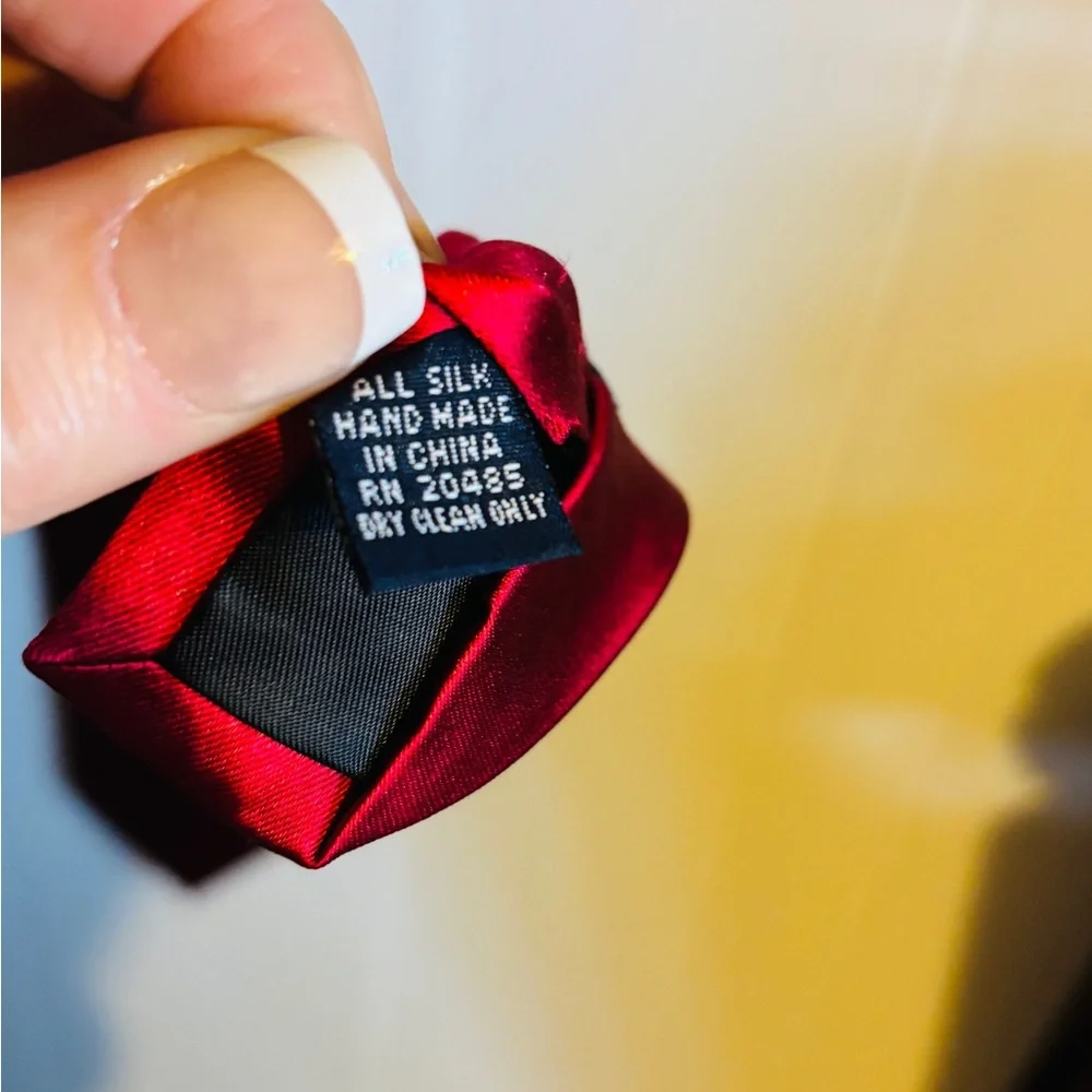 Ferrari Red Solid Satin Men's Tie - Picture 3 of 4